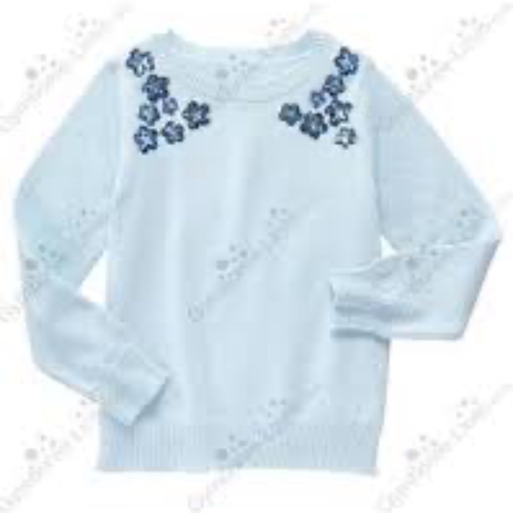 Gymboree Winter Blossom Blue Sequin Sweater Size 5/6 Embroidered - Picture 1 of 7